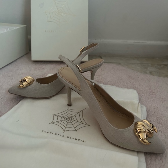 Charlotte Olympia Gray Slingback Heels - Picture 14 of 15